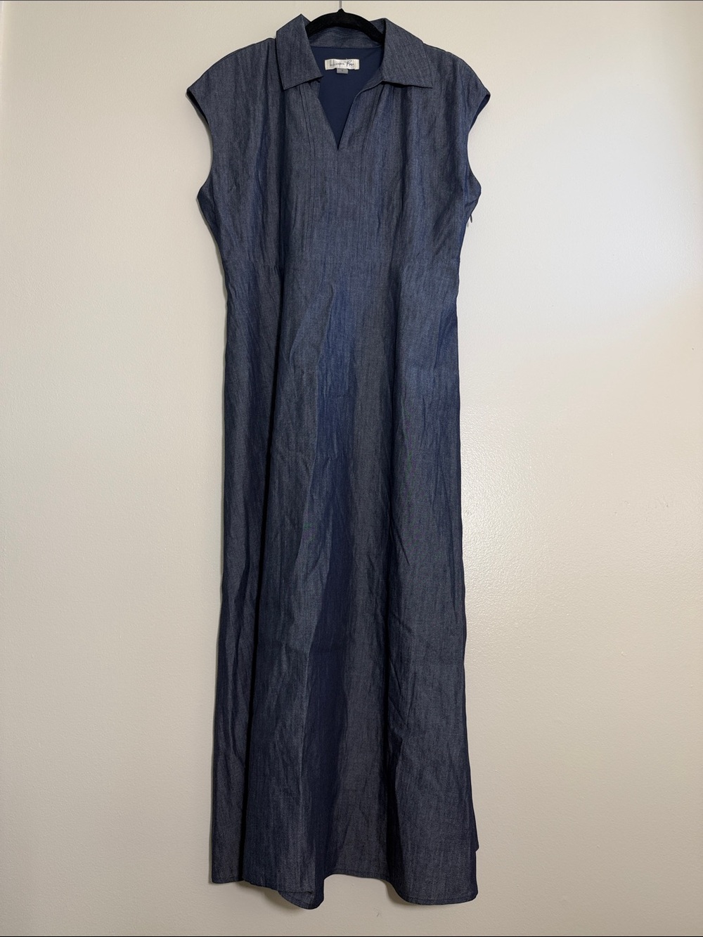 Harper Rose Blue Chambray Midi Dress Size 10 Collared Cap Sleeve